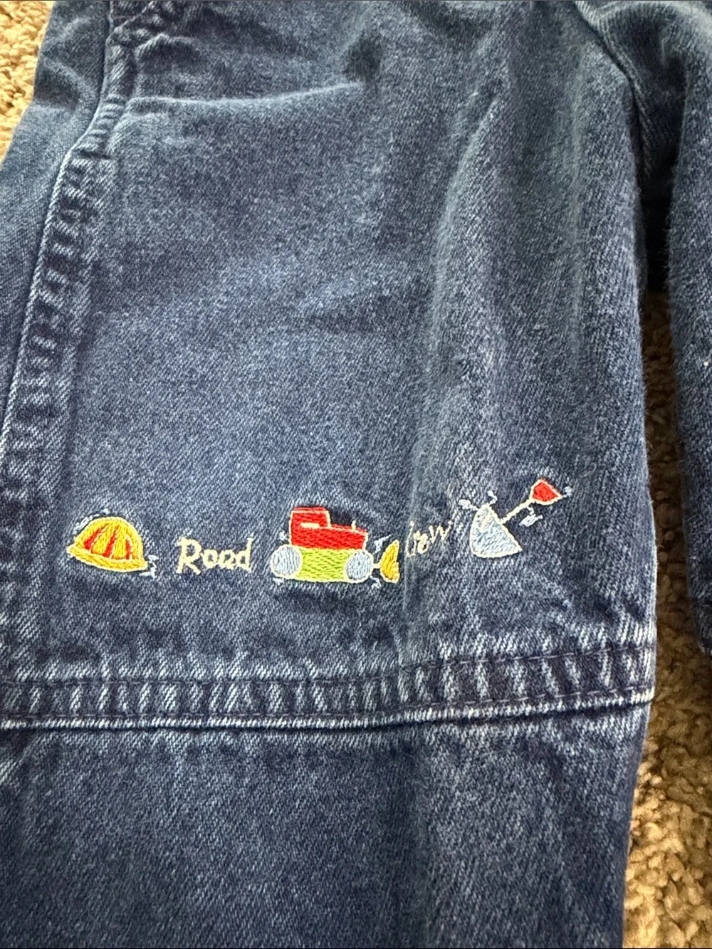 Vintage oshkosh B’gosh Denim Overalls with Construction Embroidery 18 months